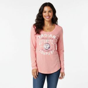 Indian Motorcycles Pink Long Sleeve Graphic Print Tee T Shirt S